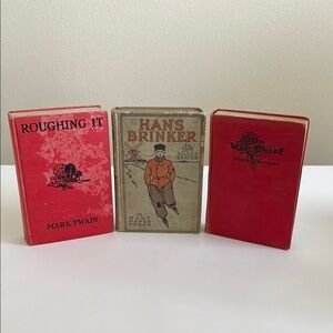 Vintage Book Set: Roughing It, The War Chief, Hans Brinkir or the Silver Skates
